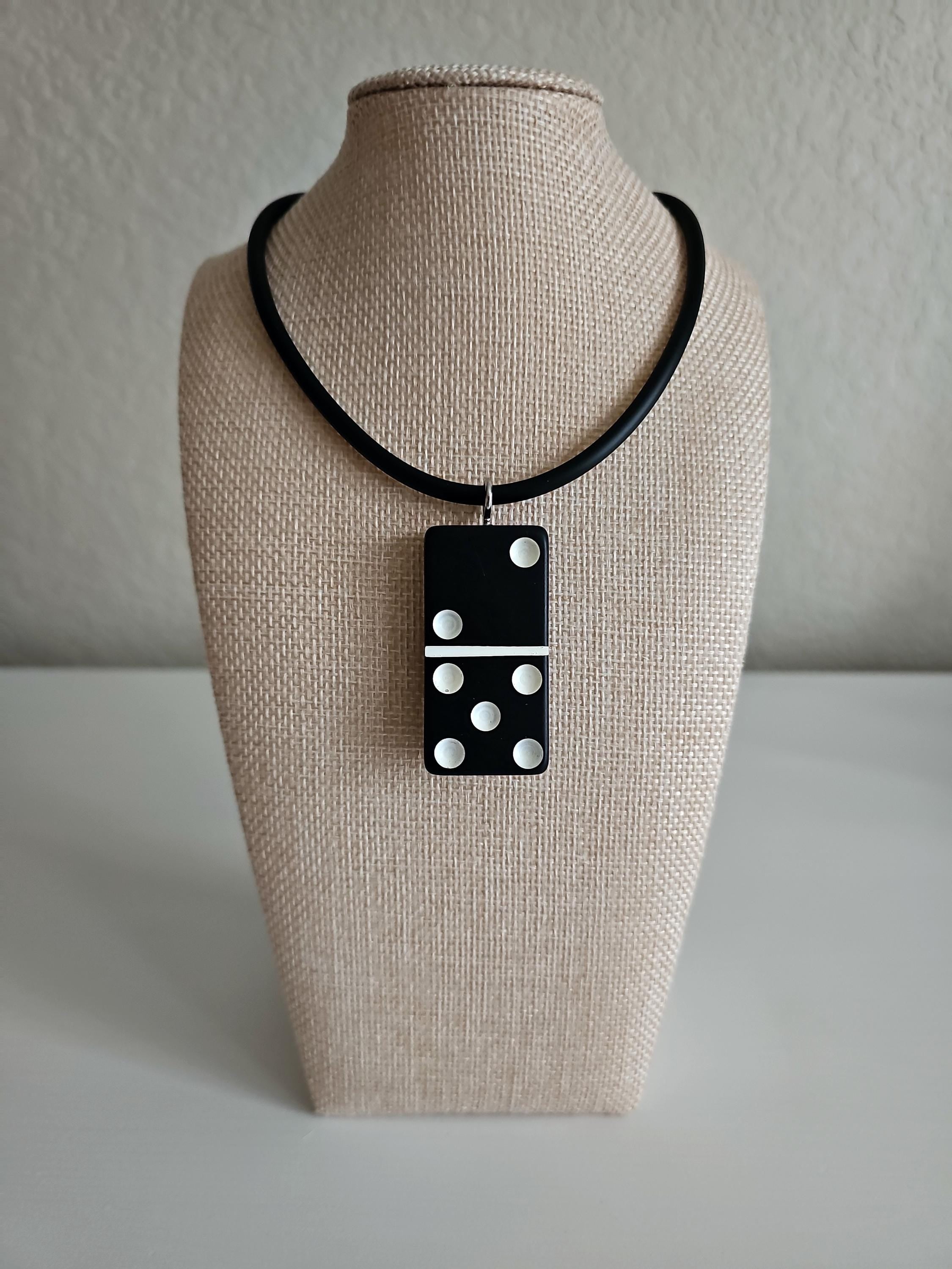 Series 5: Vintage Puremco Domino Necklace, Mid-century, Black, Number 11 of 17