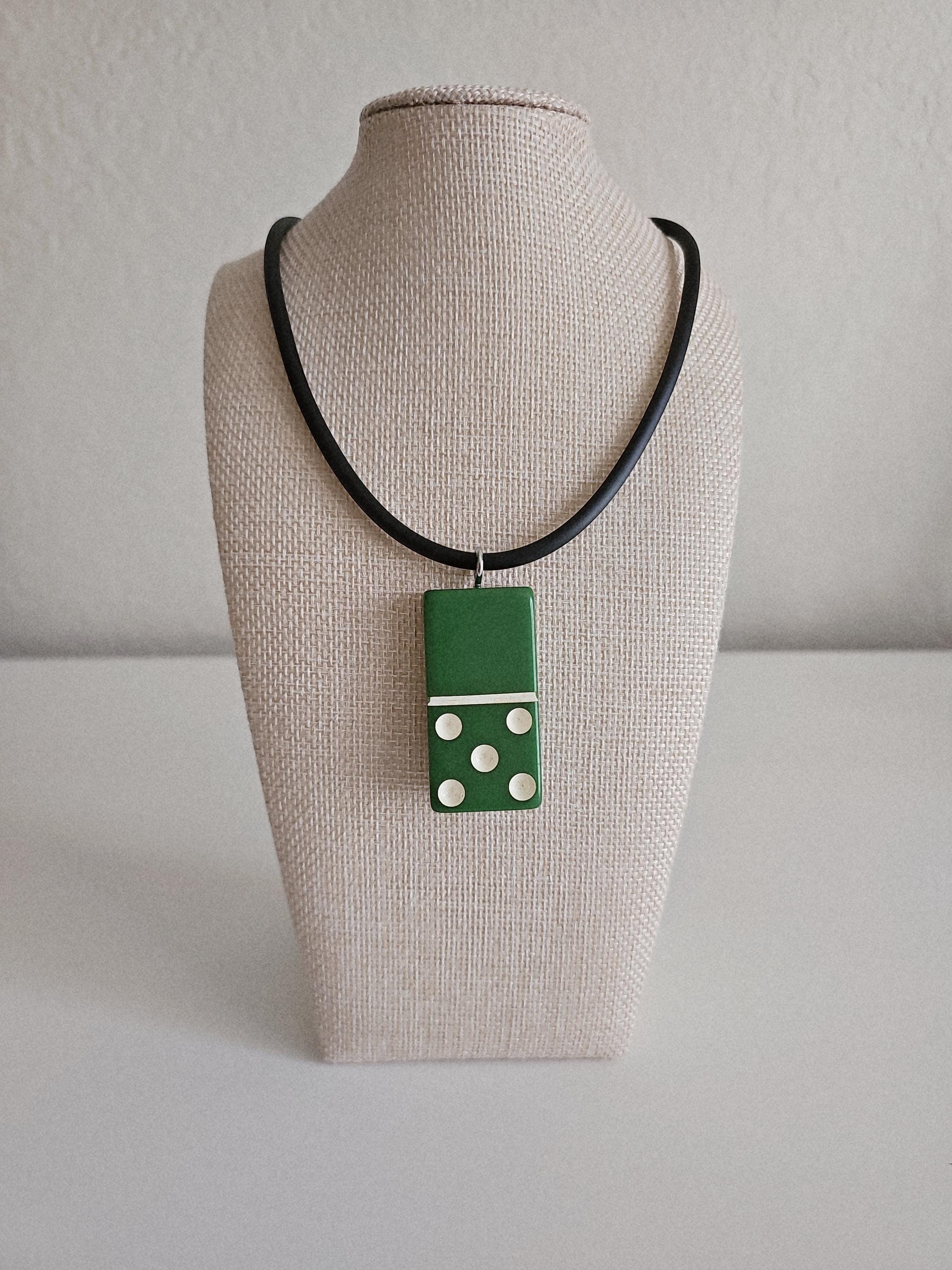 Series 2: Vintage Puremco Domino Necklace, Mid-century, Green, Number 6 of 28