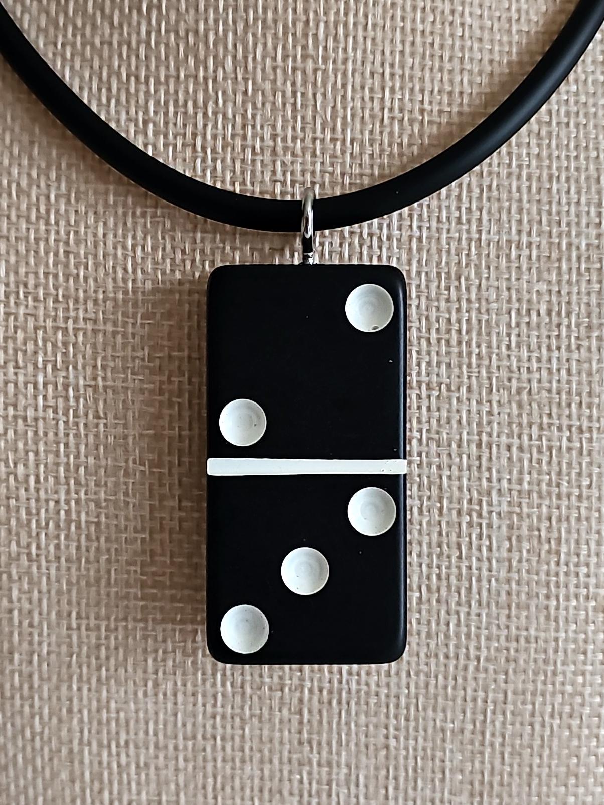 Series 5: Vintage Puremco Domino Necklace, Mid-century, Black, Number 9 of 17