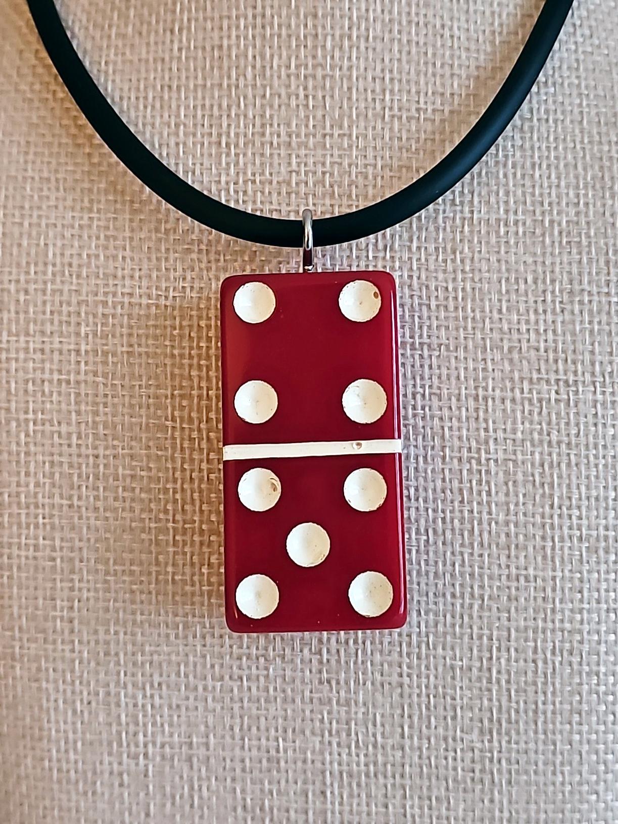 Series 3: Vintage Puremco Domino Necklace, Mid-century, Red, Number 24 of 28