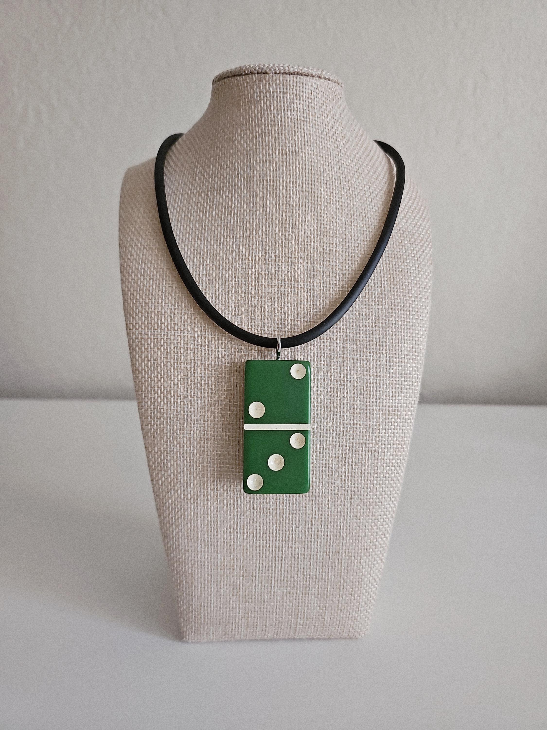 Series 2: Vintage Puremco Domino Necklace, Mid-century, Green, Number 15 of 28