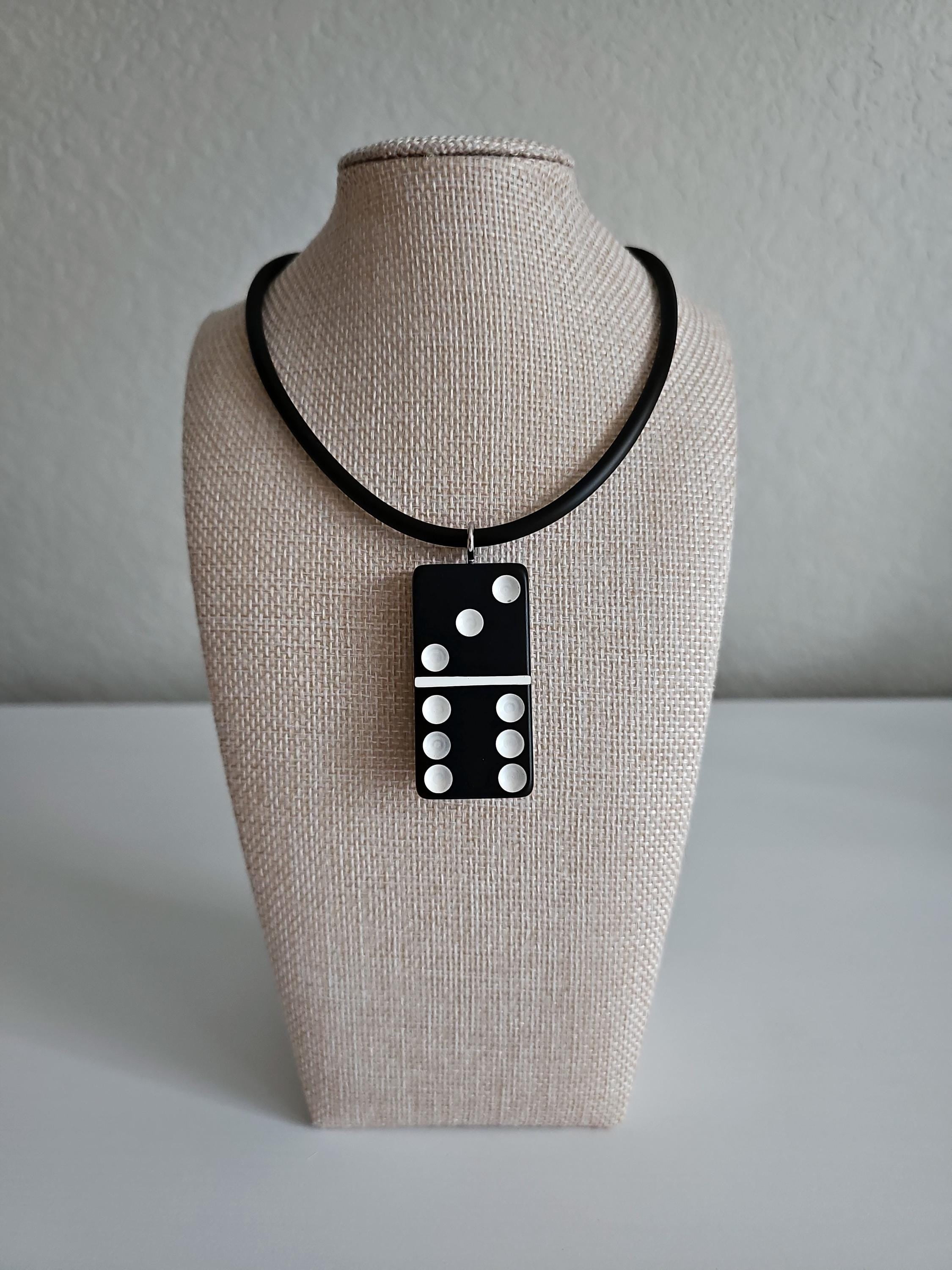 Series 5: Vintage Puremco Domino Necklace, Mid-century, Black, Number 15 of 17