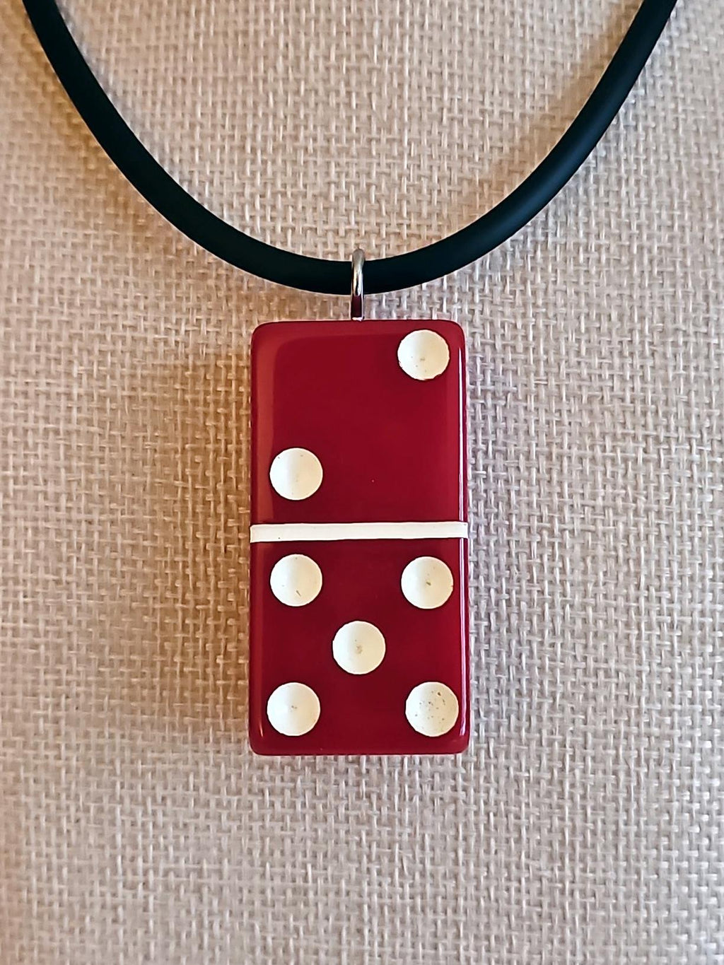 Series 3: Vintage Puremco Domino Necklace, Mid-century, Red, Number 17 of 28