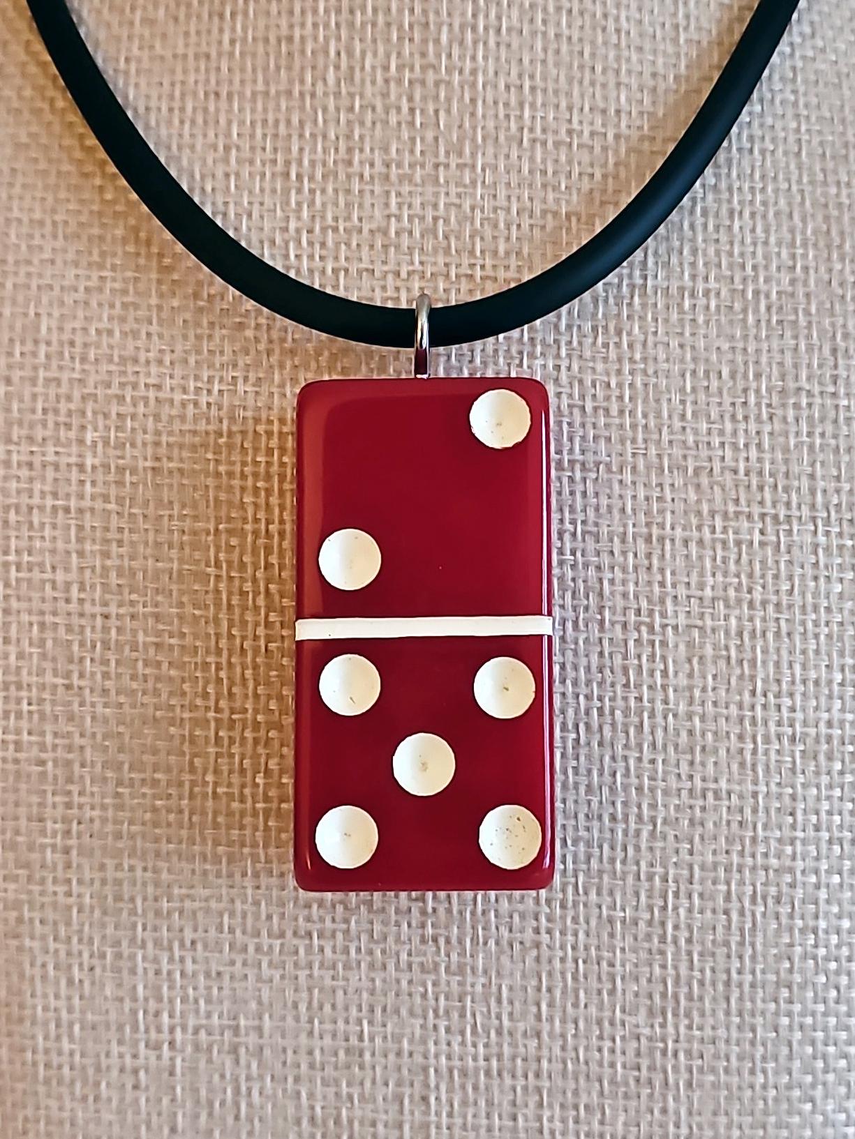 Series 3: Vintage Puremco Domino Necklace, Mid-century, Red, Number 17 of 28