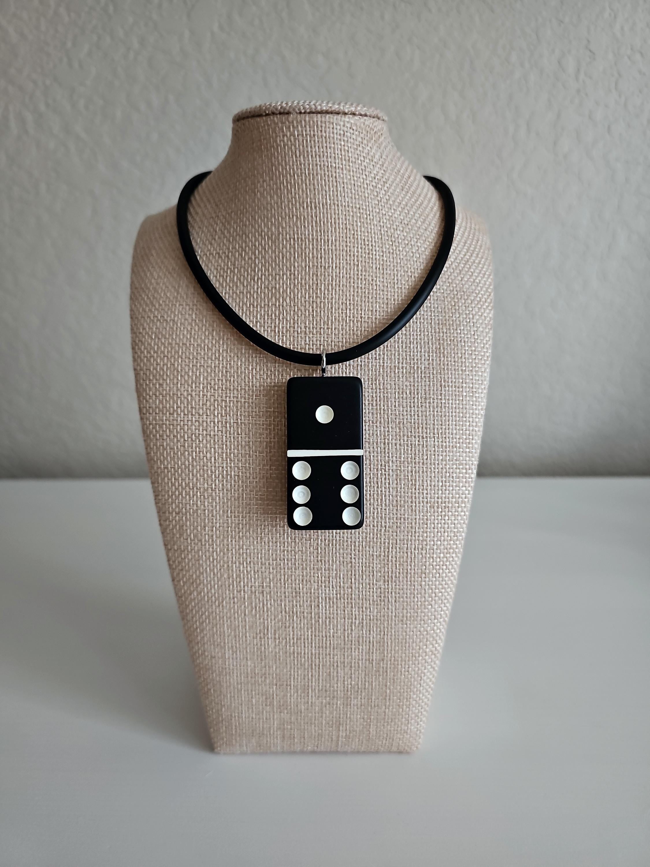 Series 5: Vintage Puremco Domino Necklace, Mid-century, Black, Number 8 of 17