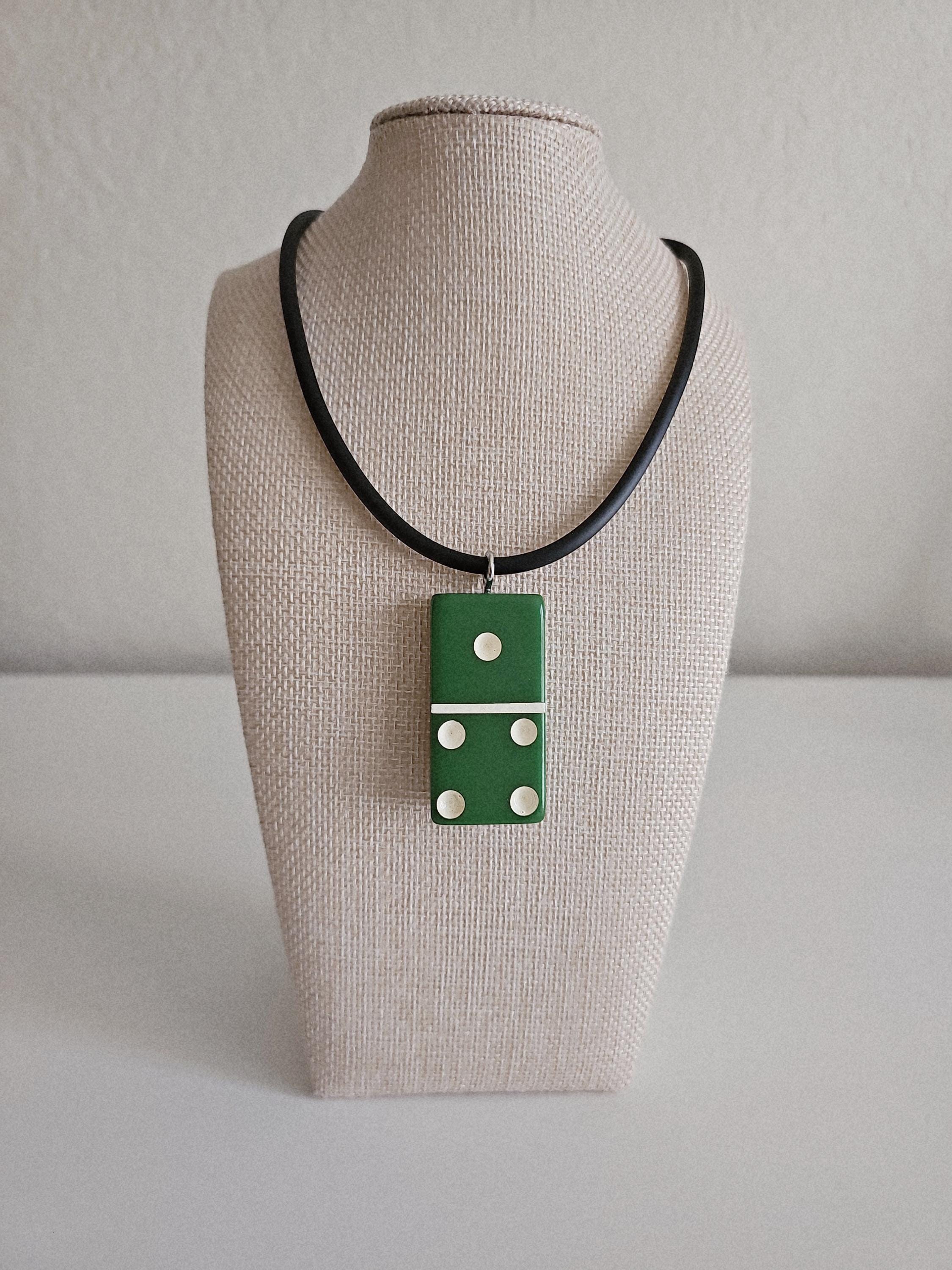 Series 2: Vintage Puremco Domino Necklace, Mid-century, Green, Number 11 of 28