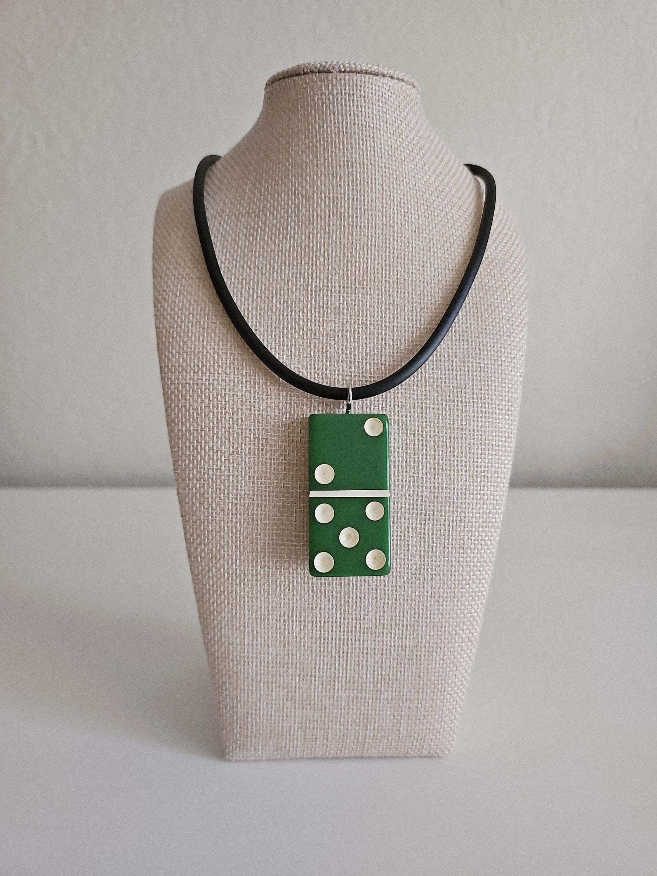 Series 2: Vintage Puremco Domino Necklace, Mid-century, Green, Number 17 of 28