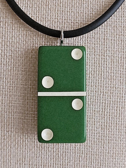 Series 2: Vintage Puremco Domino Necklace, Mid-century, Green, Number 14 of 28