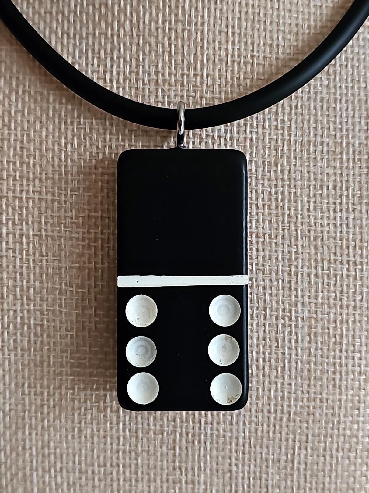 Series 5: Vintage Puremco Domino Necklace, Mid-century, Black, Number 5 of 17