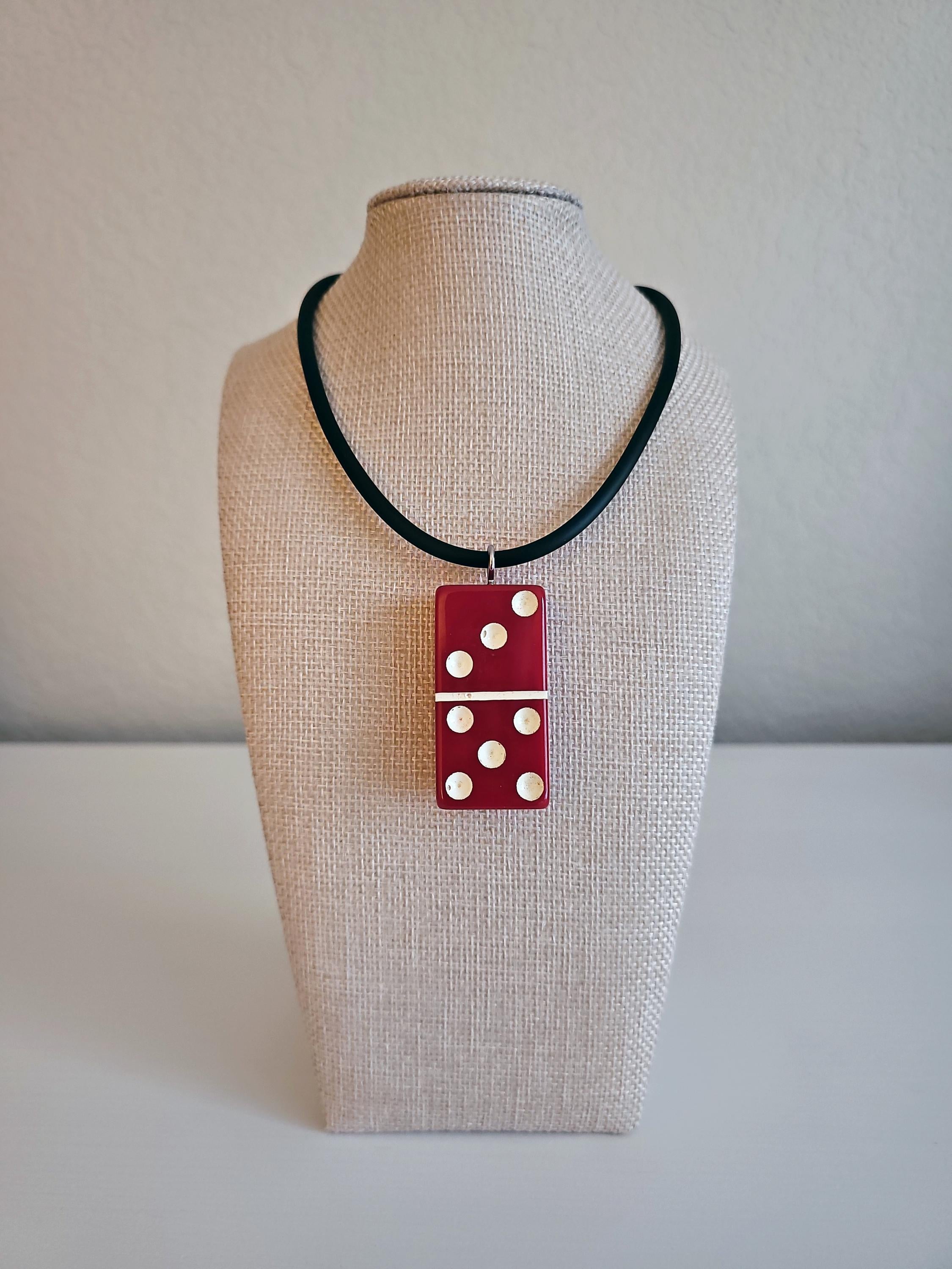Series 3: Vintage Puremco Domino Necklace, Mid-century, Red, Number 21 of 28