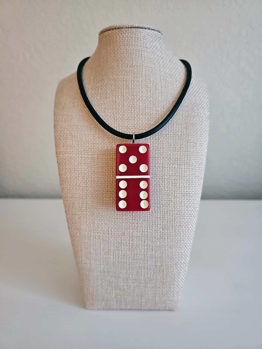 Series 3: Vintage Puremco Domino Necklace, Mid-century, Red, Number 27 of 28