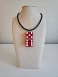 Series 3: Vintage Puremco Domino Necklace, Mid-century, Red, Number 27 of 28