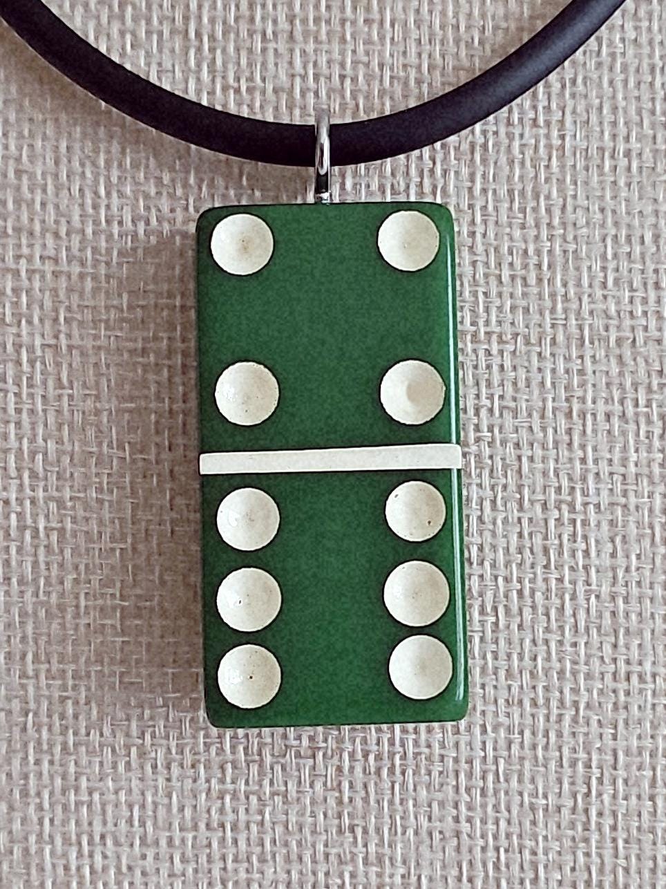 Series 2: Vintage Puremco Domino Necklace, Mid-century, Green, Number 25 of 28