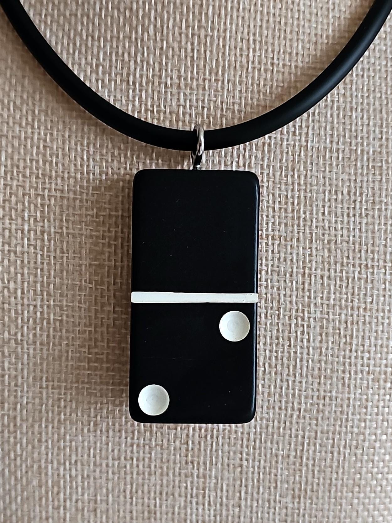 Series 5: Vintage Puremco Domino Necklace, Mid-century, Black, Number 3 of 17