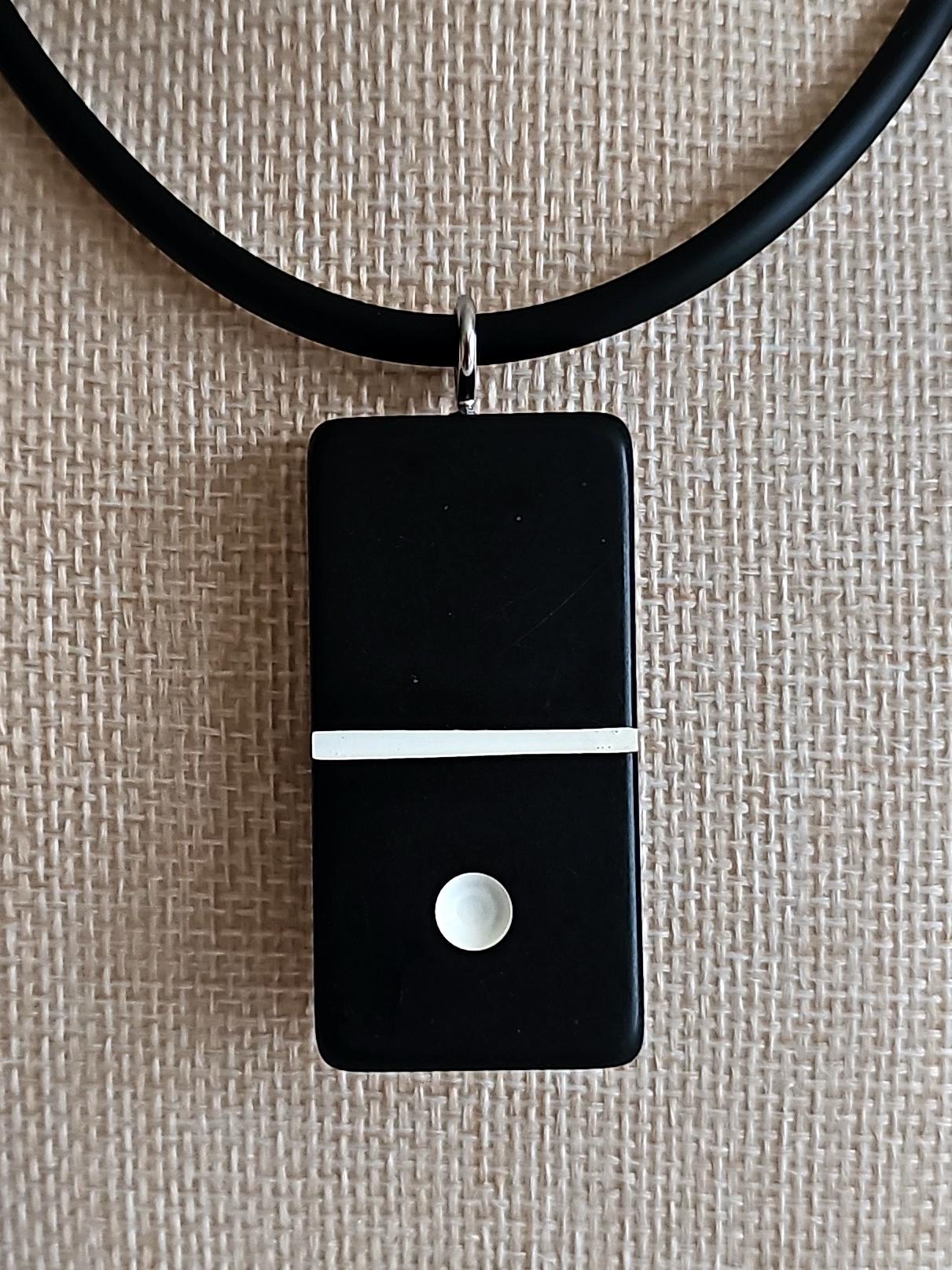 Series 5: Vintage Puremco Domino Necklace, Mid-century, Black, Number 2 of 17