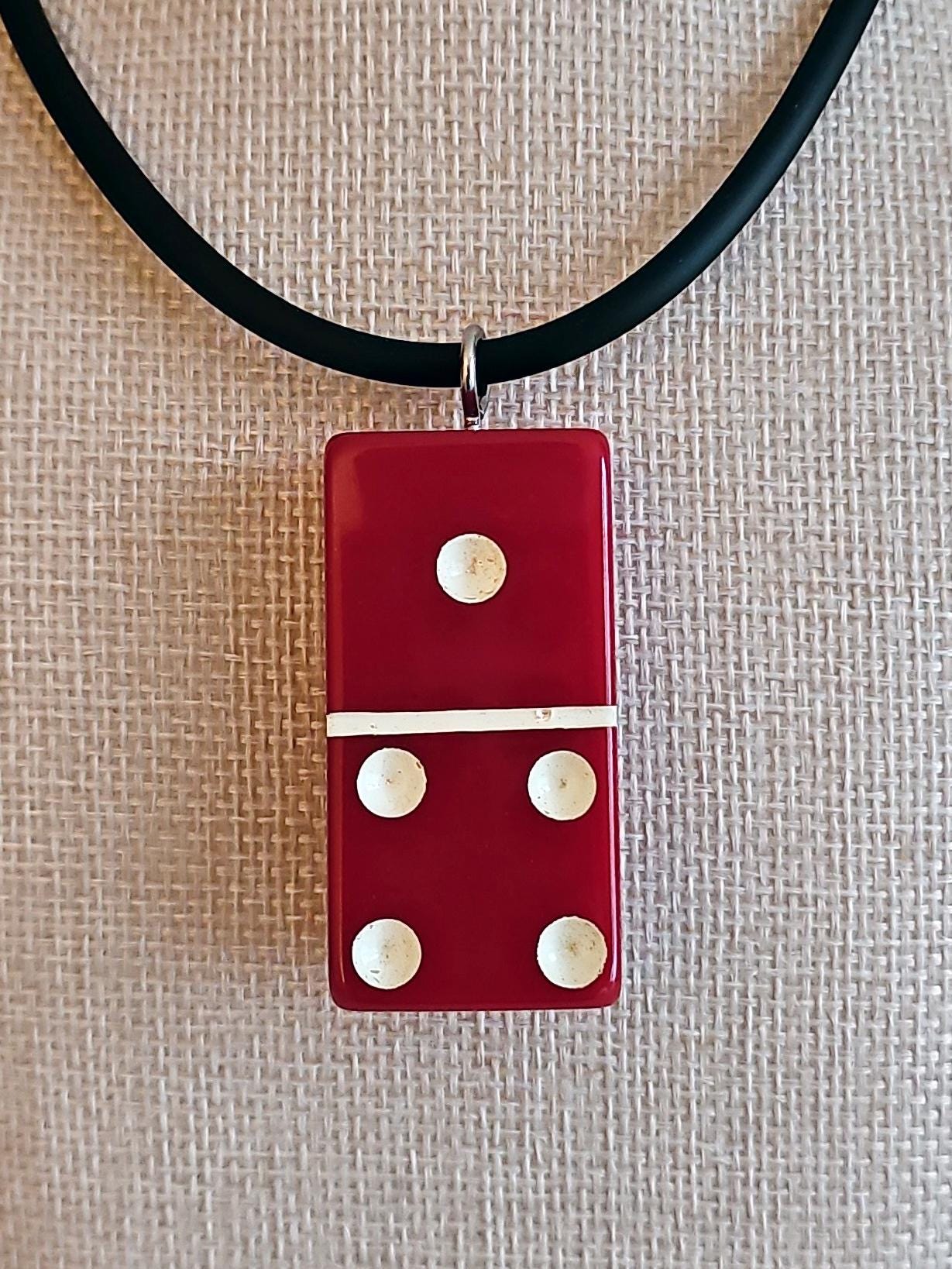 Series 3: Vintage Puremco Domino Necklace, Mid-century, Red, Number 11 of 28