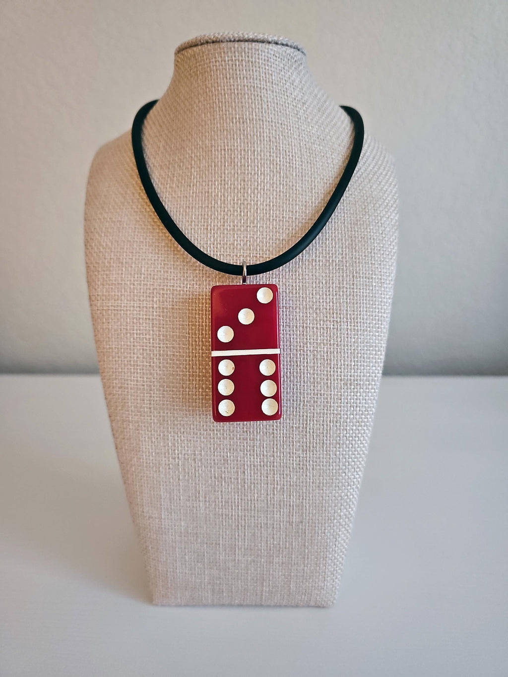 Series 3: Vintage Puremco Domino Necklace, Mid-century, Red, Number 22 of 28