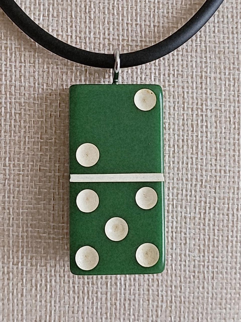 Series 2: Vintage Puremco Domino Necklace, Mid-century, Green, Number 17 of 28