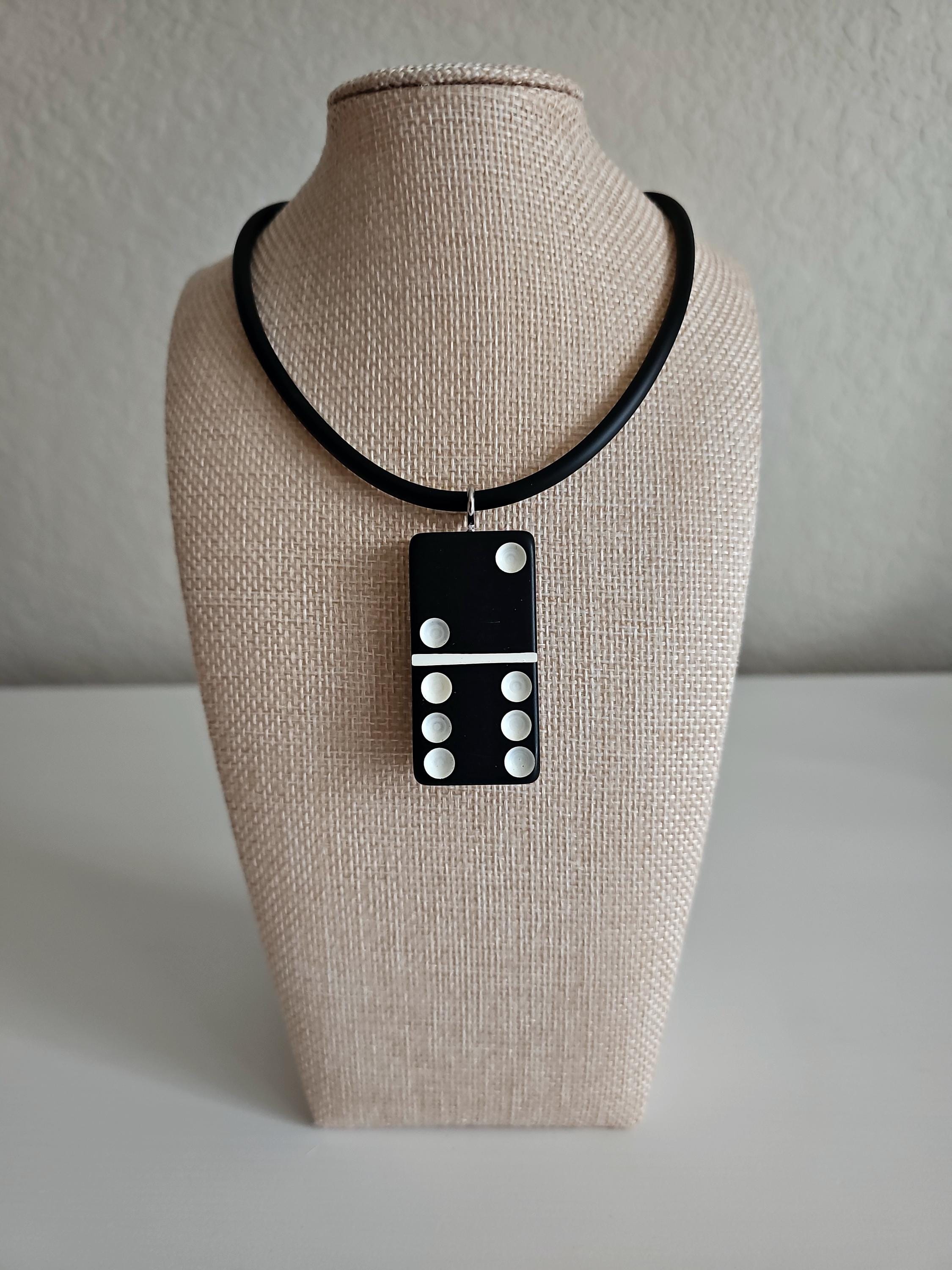 Series 5: Vintage Puremco Domino Necklace, Mid-century, Black, Number 12 of 17