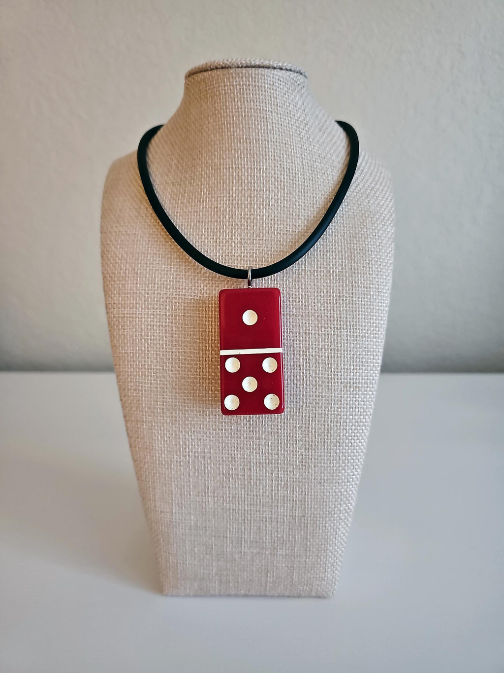 Series 3: Vintage Puremco Domino Necklace, Mid-century, Red, Number 12 of 28