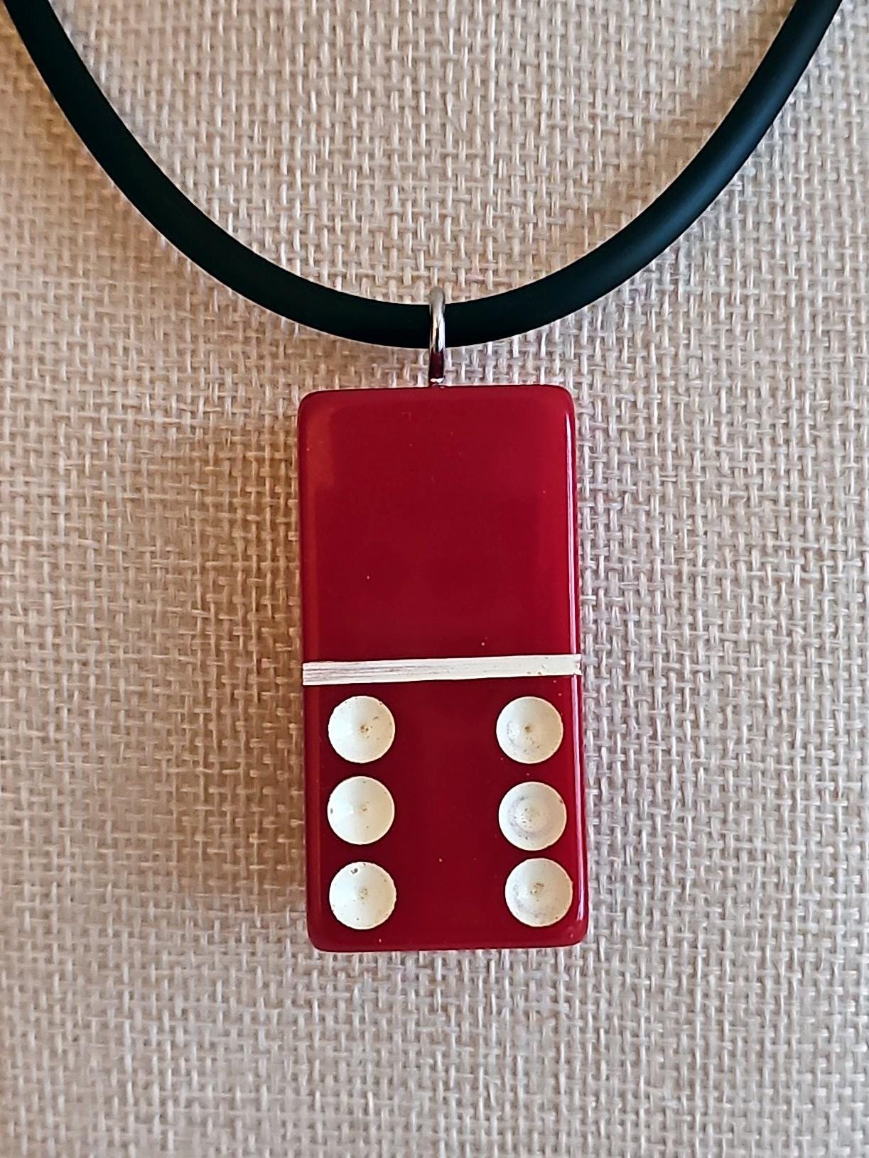 Series 3: Vintage Puremco Domino Necklace, Mid-century, Red, Number 7 of 28