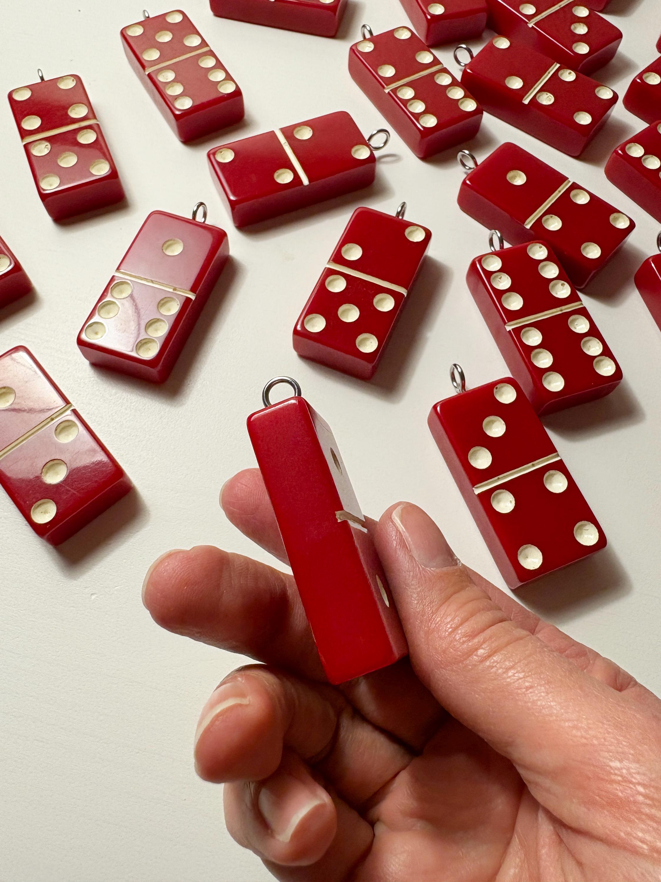 Series 3: Vintage Puremco Domino Necklace, Mid-century, Red, Number 5 of 28