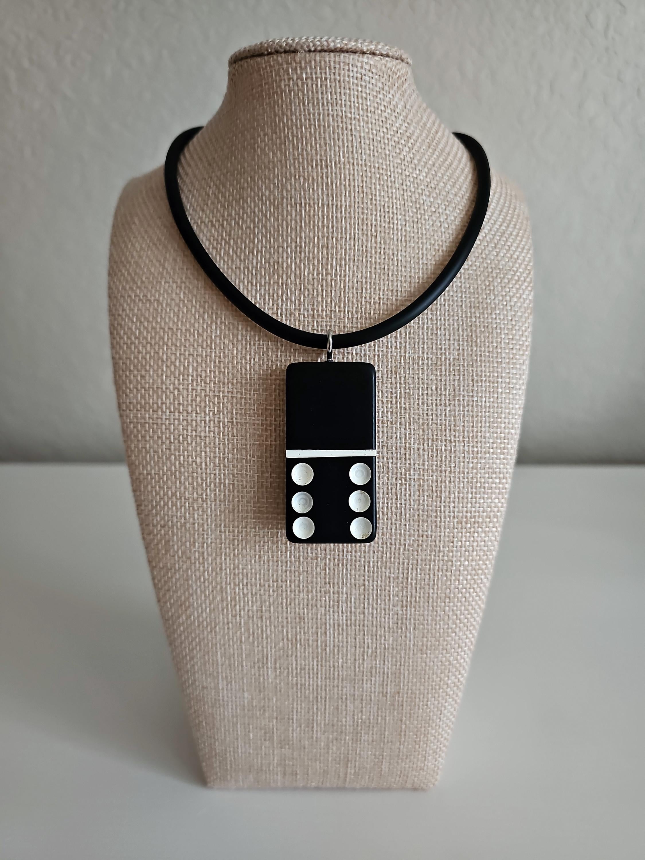 Series 5: Vintage Puremco Domino Necklace, Mid-century, Black, Number 5 of 17