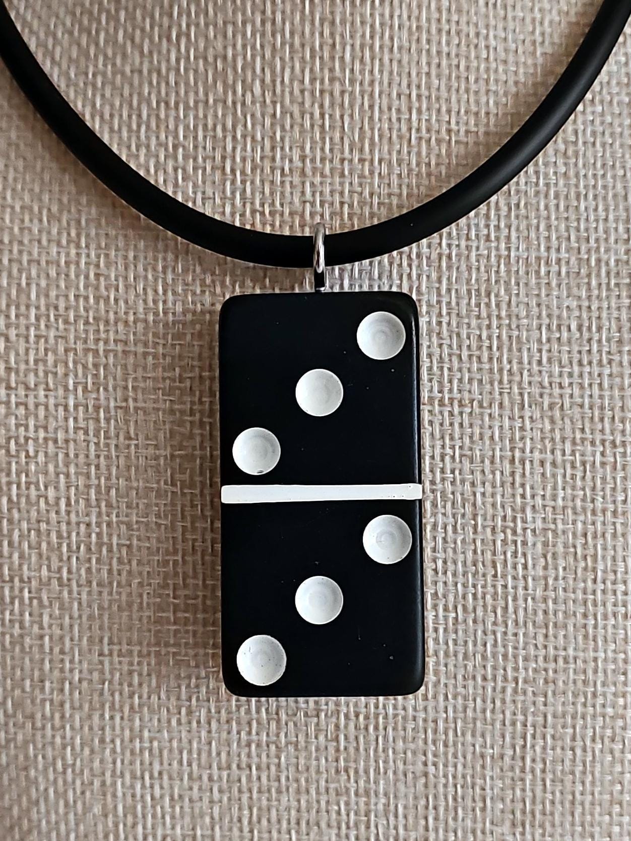 Series 5: Vintage Puremco Domino Necklace, Mid-century, Black, Number 13 of 17