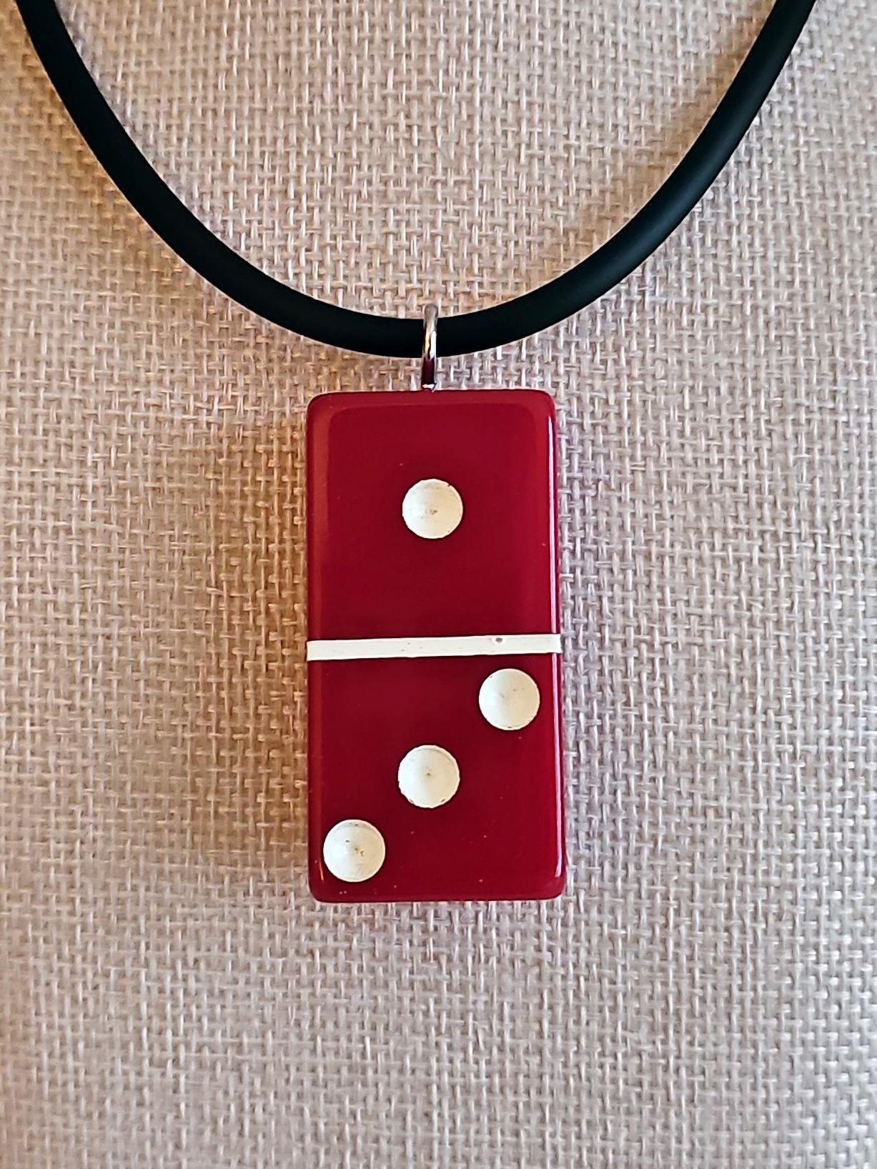 Series 3: Vintage Puremco Domino Necklace, Mid-century, Red, Number 10 of 28