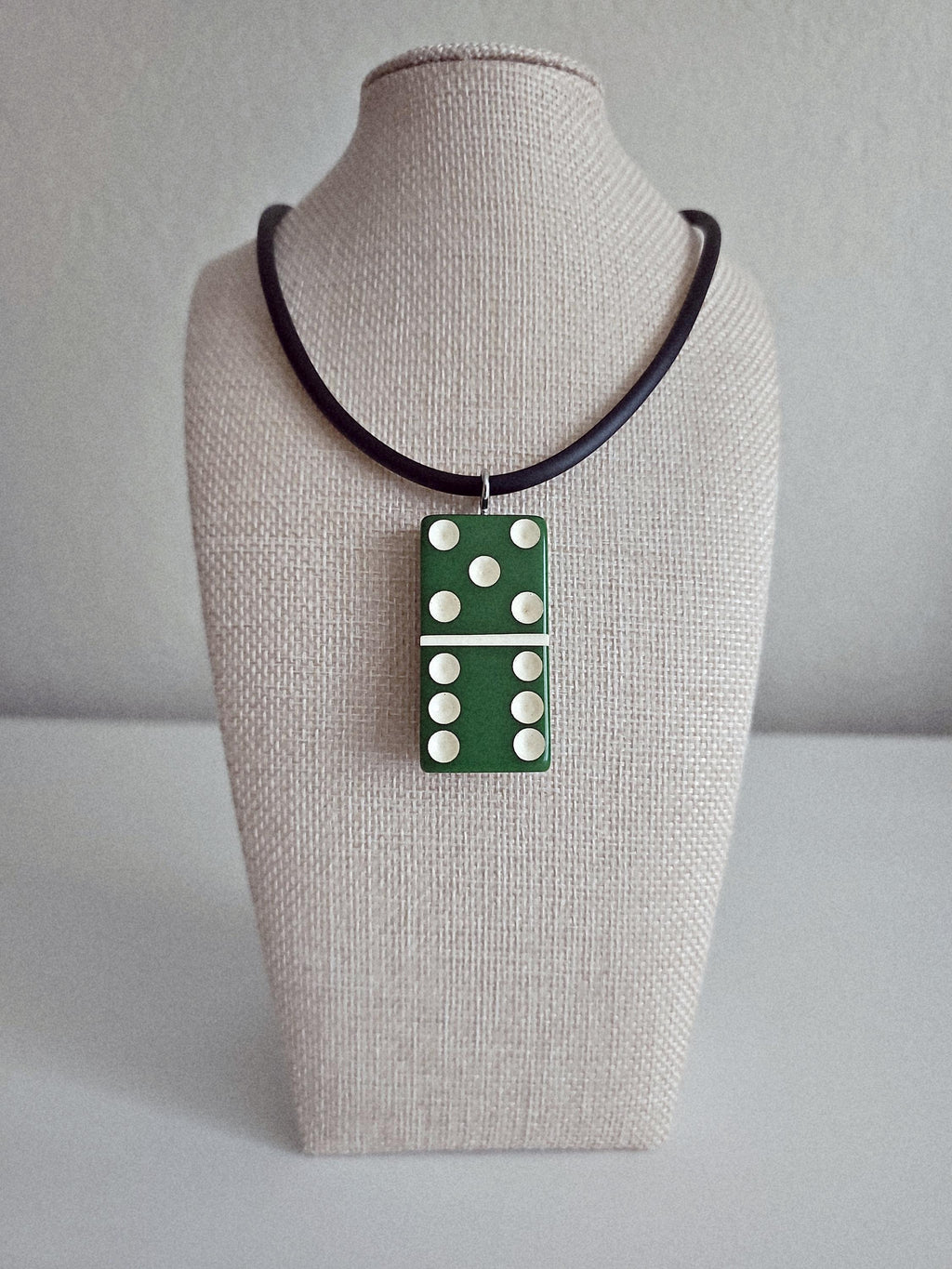 Series 2: Vintage Puremco Domino Necklace, Mid-century, Green, Number 27 of 28