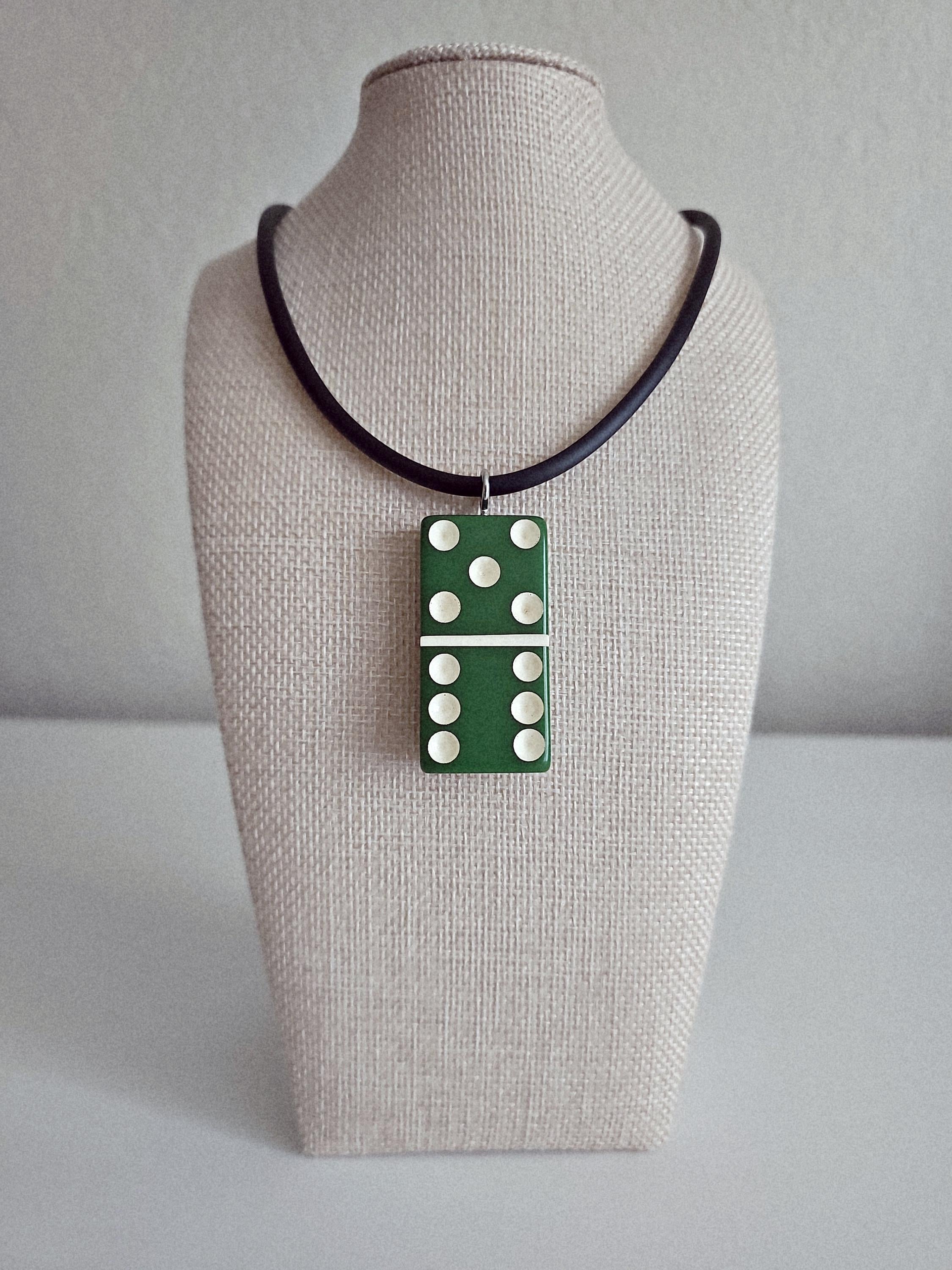 Series 2: Vintage Puremco Domino Necklace, Mid-century, Green, Number 27 of 28