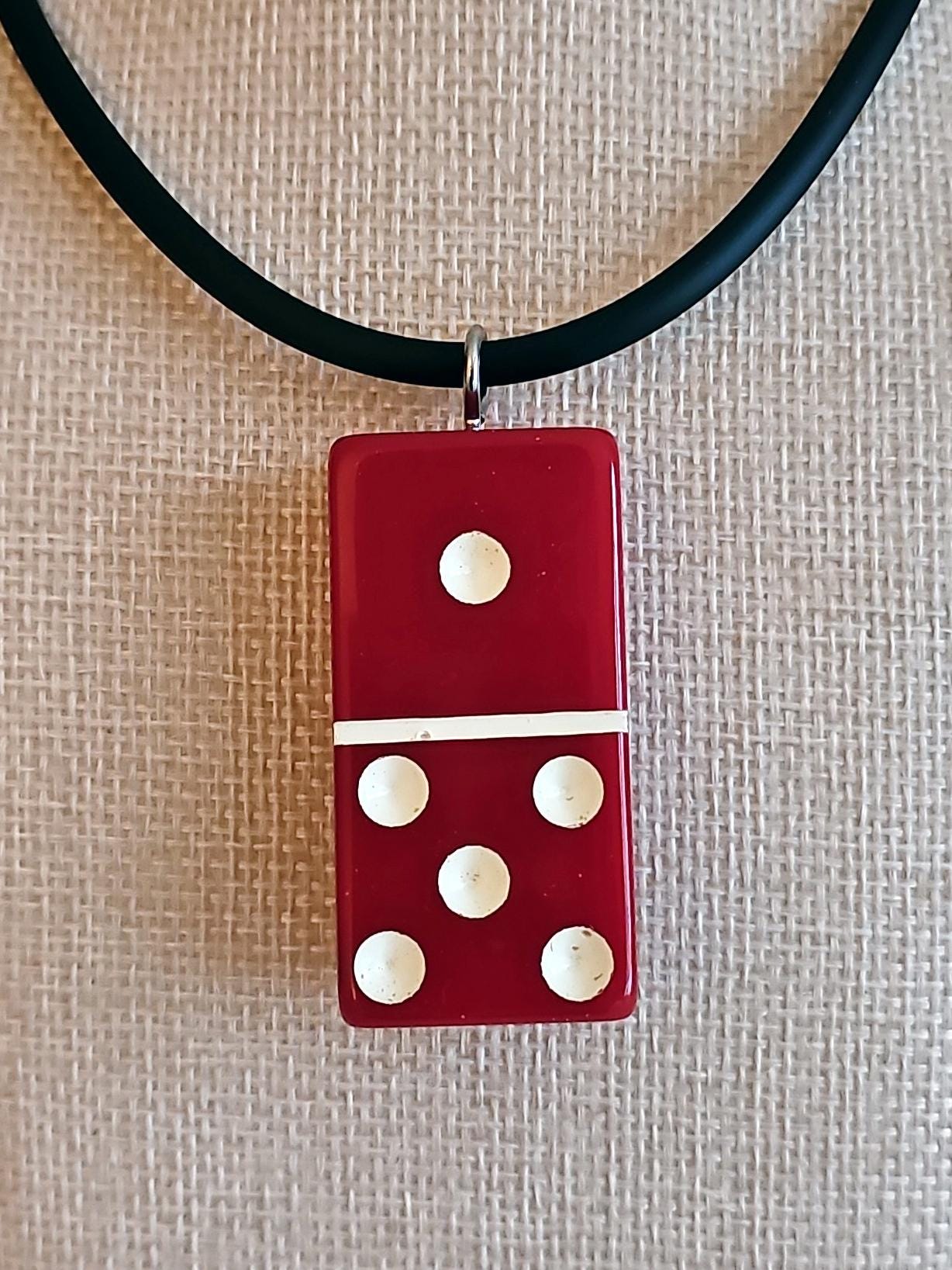 Series 3: Vintage Puremco Domino Necklace, Mid-century, Red, Number 12 of 28