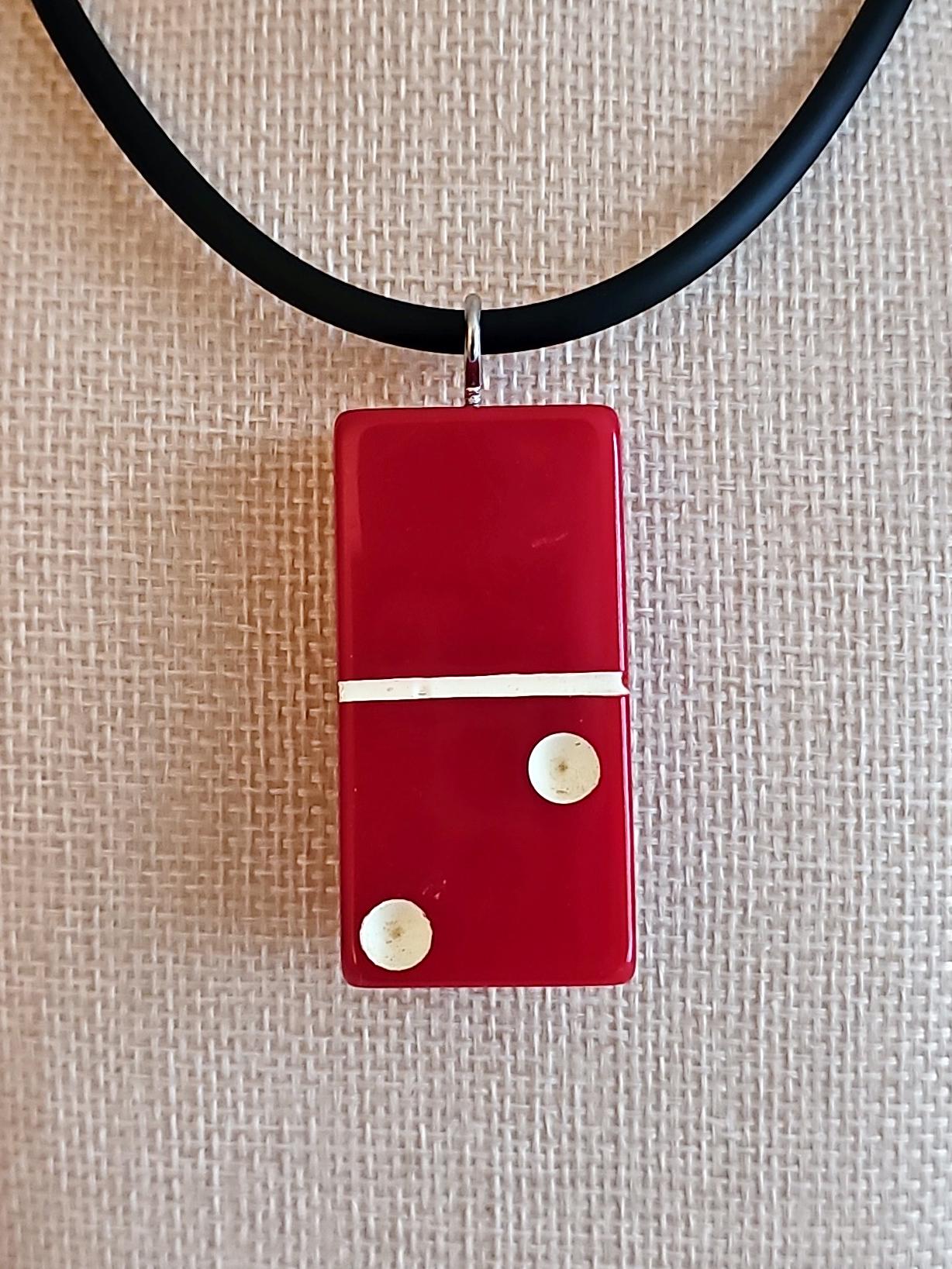 Series 3: Vintage Puremco Domino Necklace, Mid-century, Red, Number 3 of 28