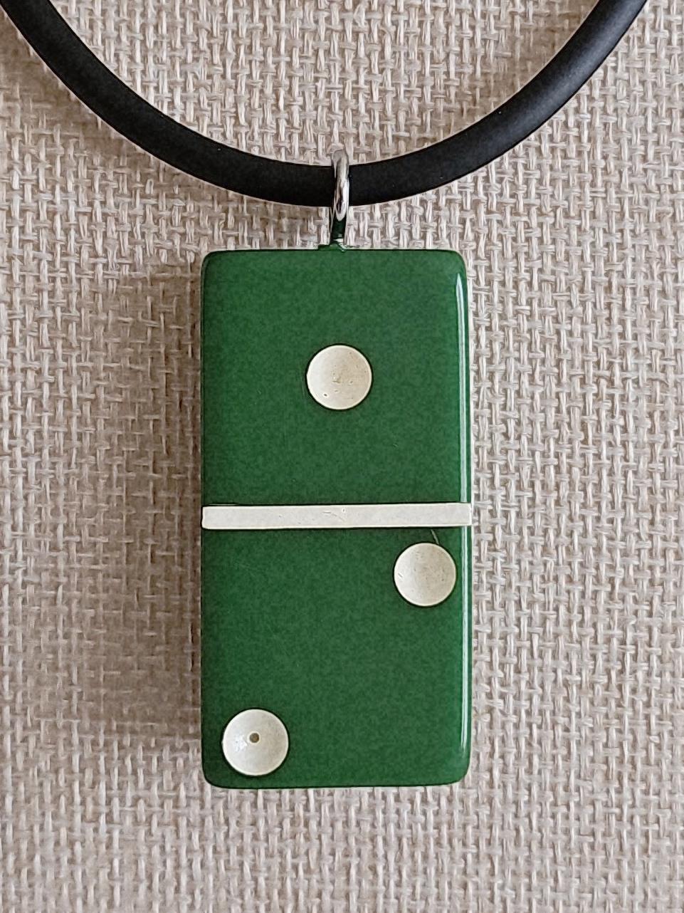 Series 2: Vintage Puremco Domino Necklace, Mid-century, Green, Number 9 of 28