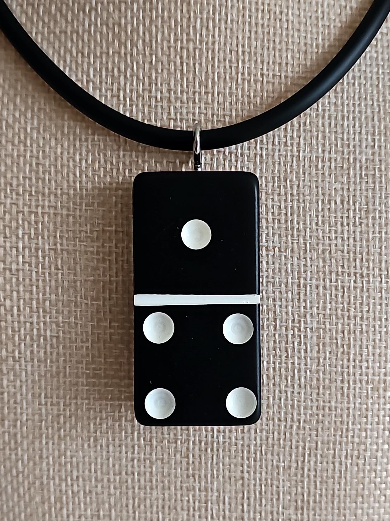 Series 5: Vintage Puremco Domino Necklace, Mid-century, Black, Number 7 of 17