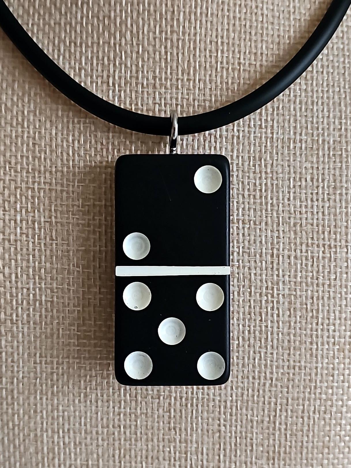 Series 5: Vintage Puremco Domino Necklace, Mid-century, Black, Number 11 of 17