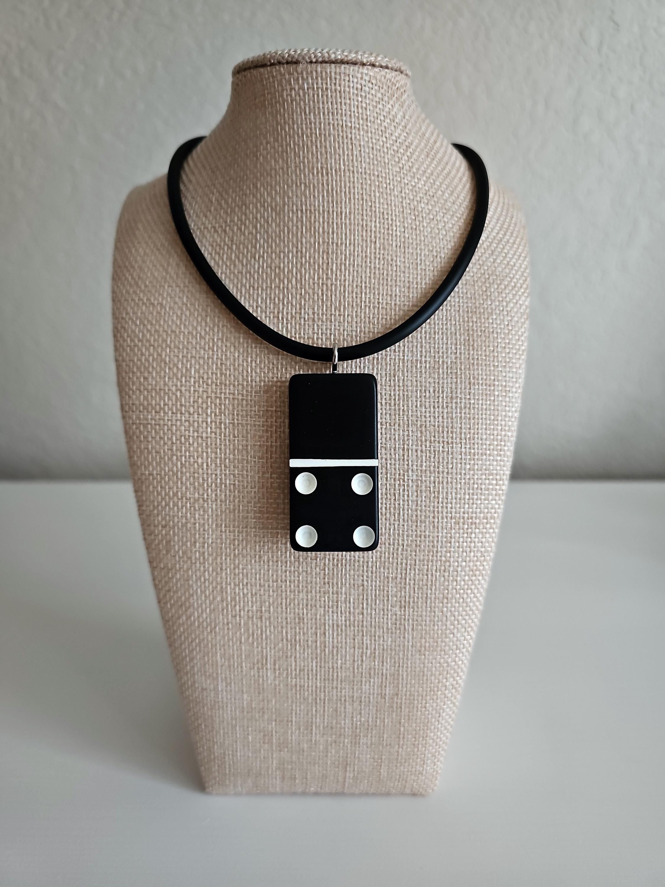 Series 5: Vintage Puremco Domino Necklace, Mid-century, Black, Number 4 of 17