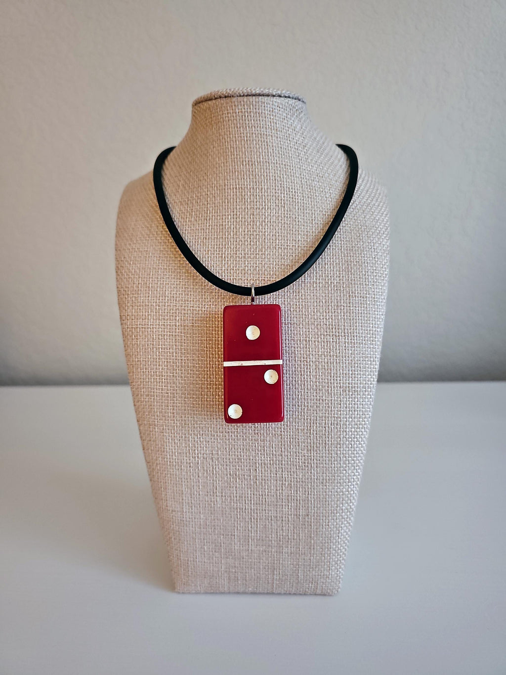 Series 3: Vintage Puremco Domino Necklace, Mid-century, Red, Number 9 of 28