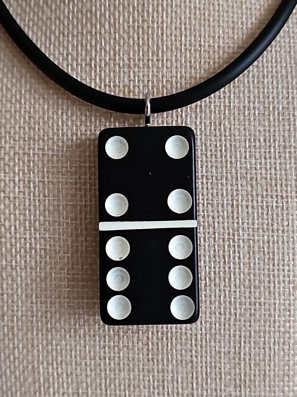 Series 5: Vintage Puremco Domino Necklace, Mid-century, Black, Number 17 of 17