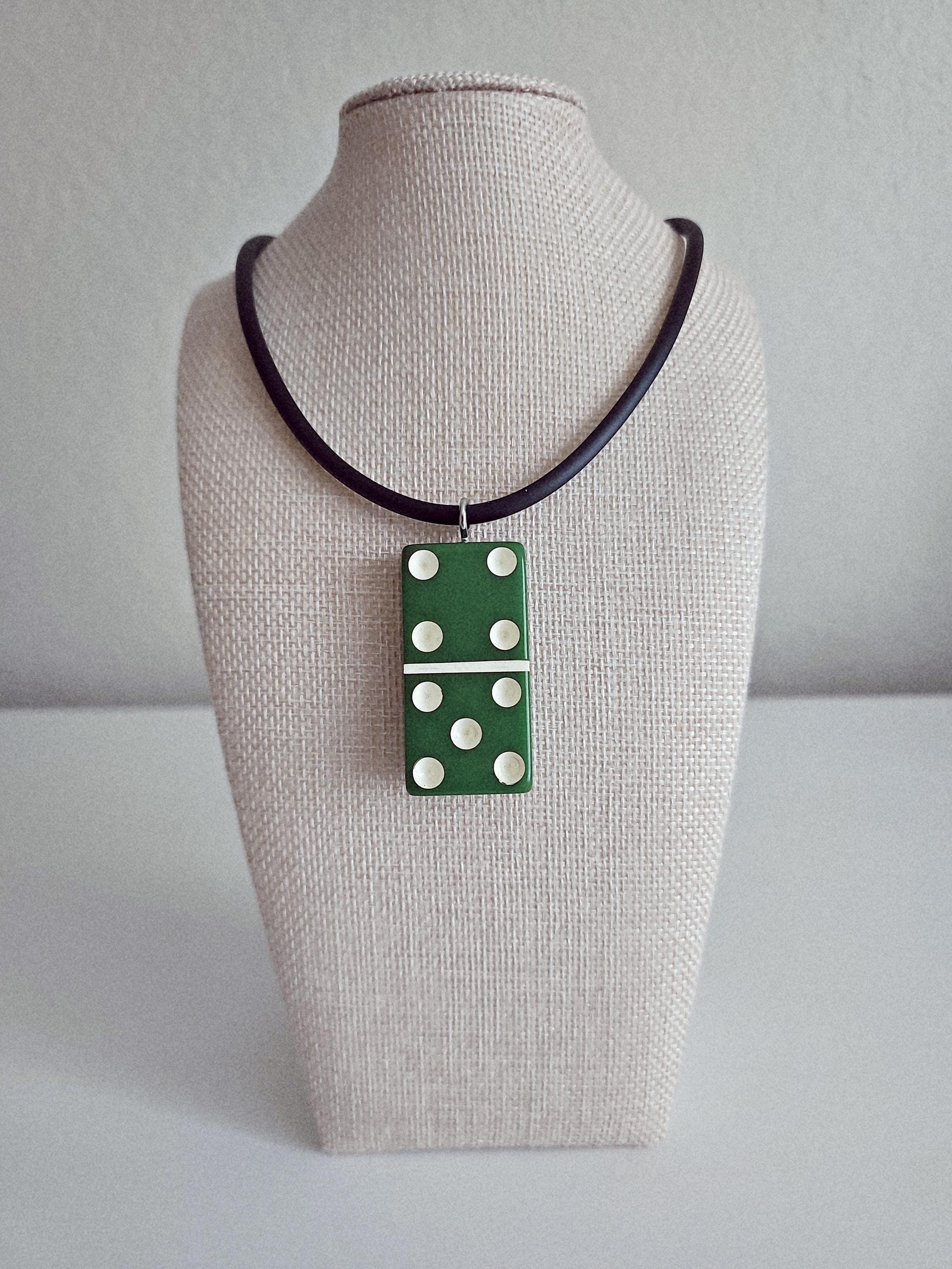 Series 2: Vintage Puremco Domino Necklace, Mid-century, Green, Number 24 of 28