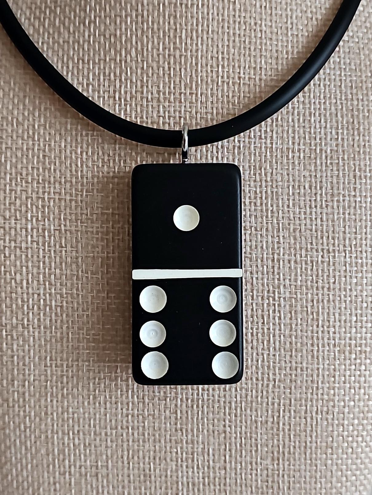 Series 5: Vintage Puremco Domino Necklace, Mid-century, Black, Number 8 of 17