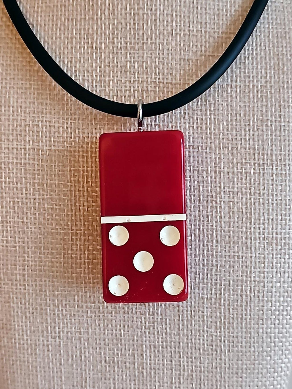 Series 3: Vintage Puremco Domino Necklace, Mid-century, Red, Number 6 of 28