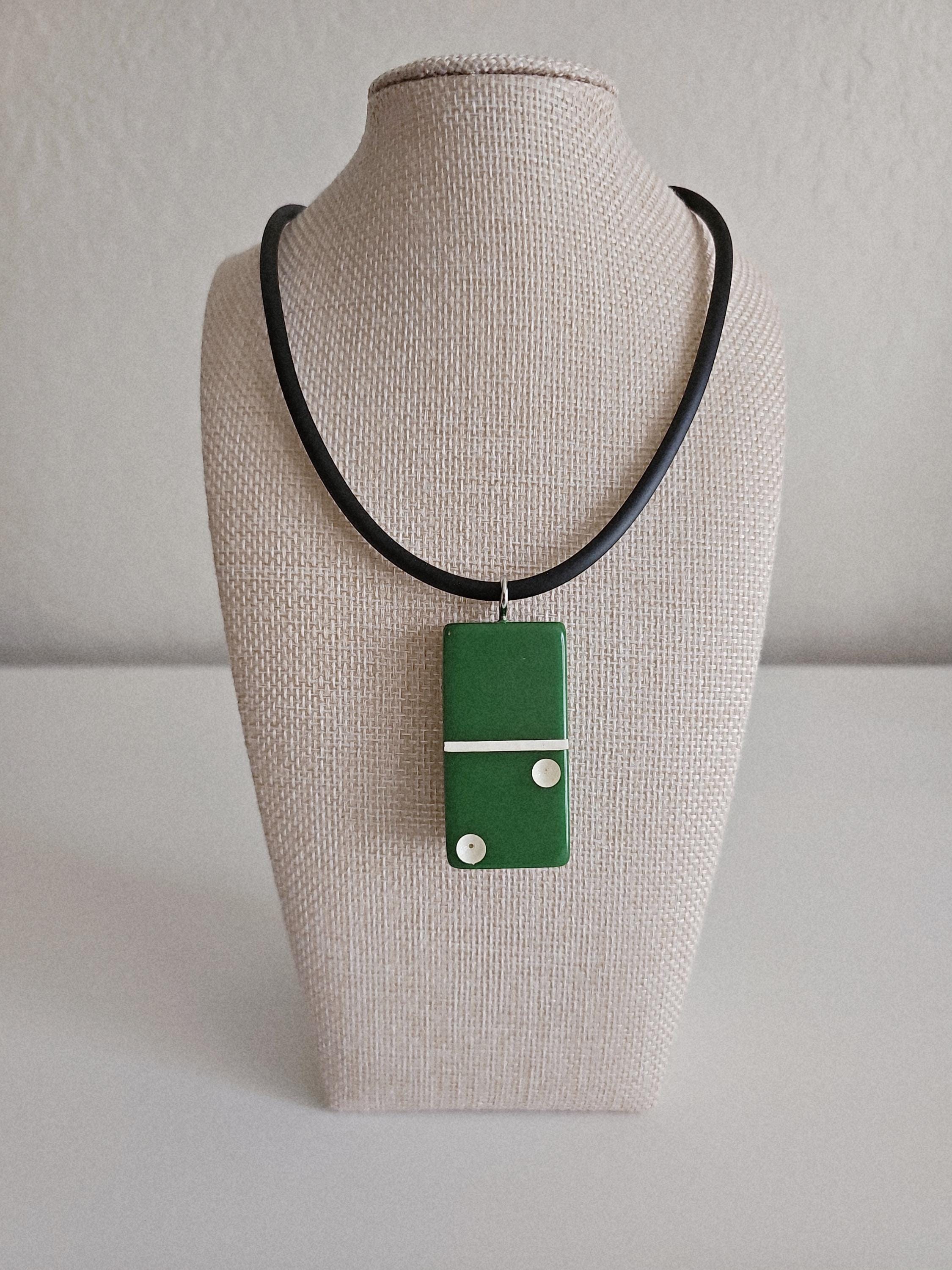 Series 2: Vintage Puremco Domino Necklace, Mid-century, Green, Number 3 of 28