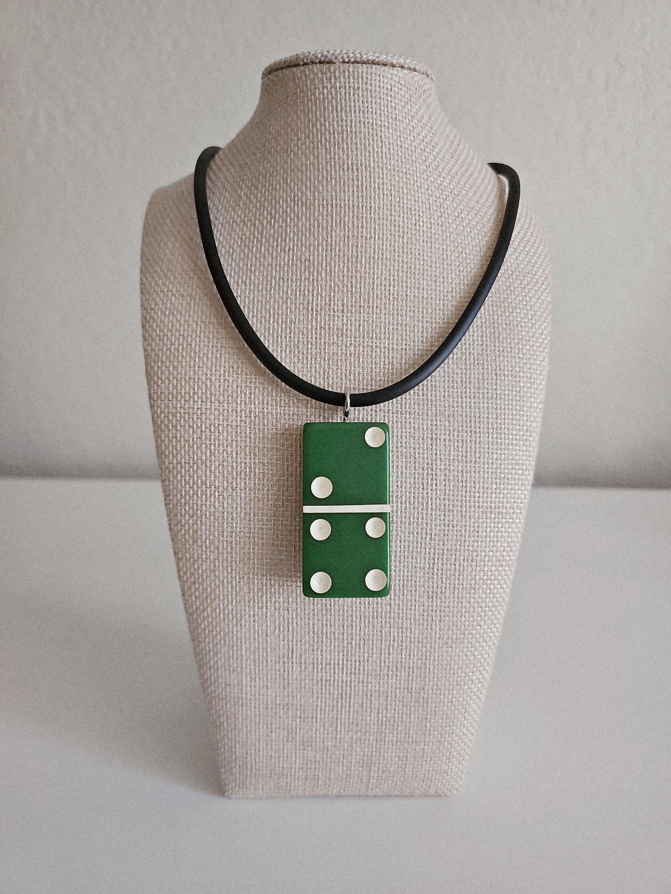 Series 2: Vintage Puremco Domino Necklace, Mid-century, Green, Number 16 of 28