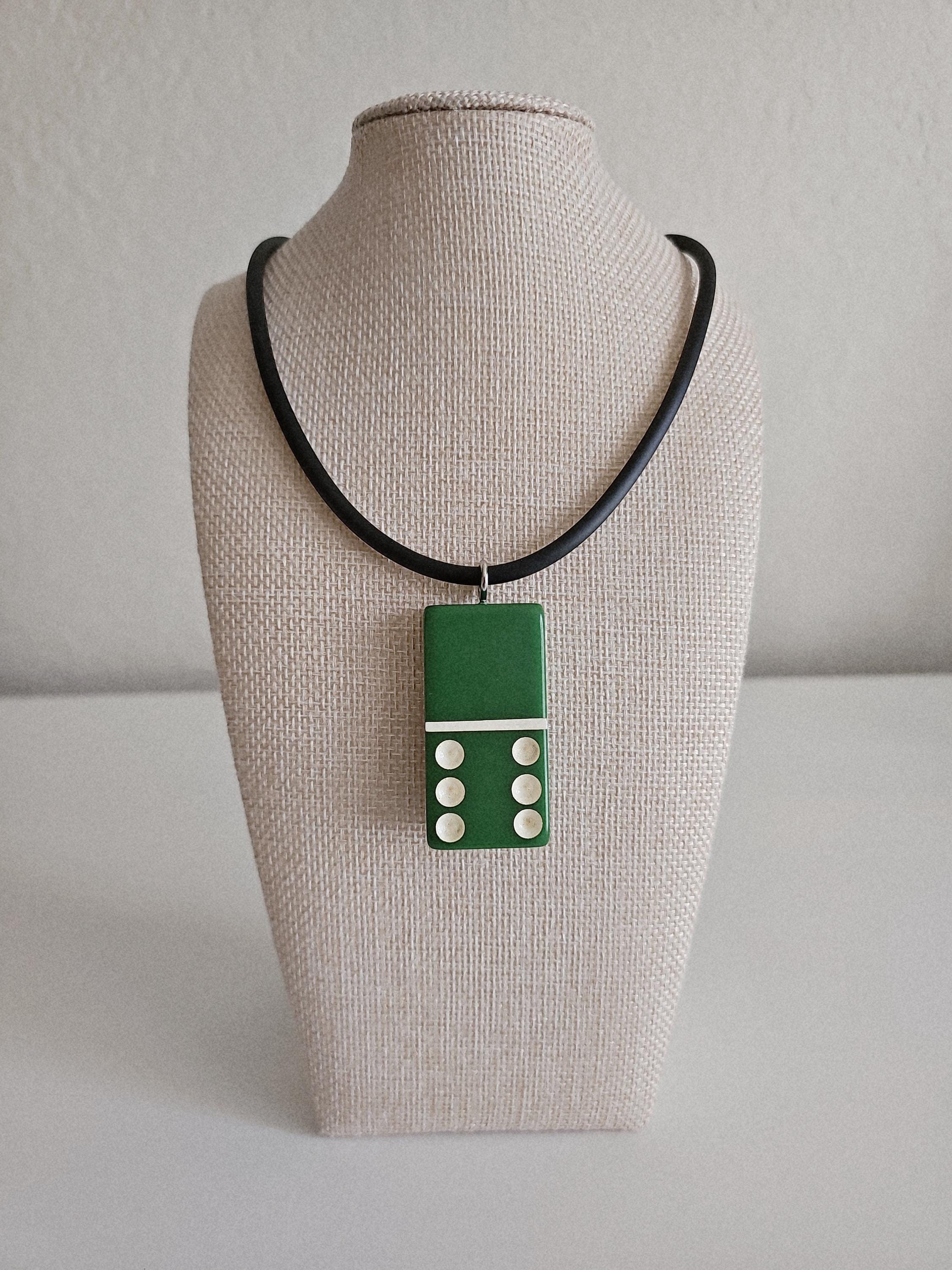 Series 2: Vintage Puremco Domino Necklace, Mid-century, Green, Number 7 of 28