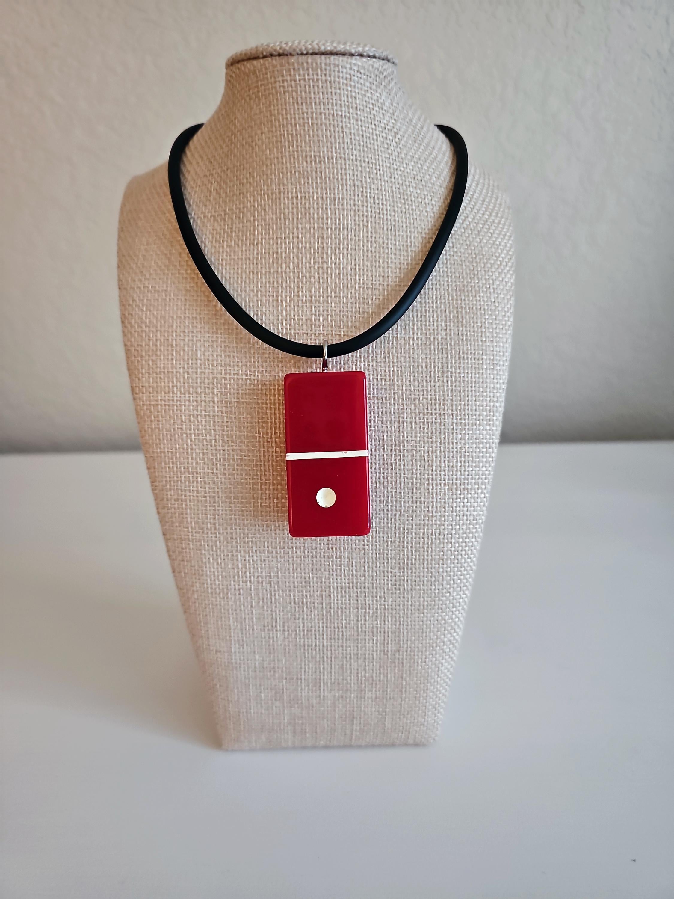 Series 3: Vintage Puremco Domino Necklace, Mid-century, Red, Number 2 of 28