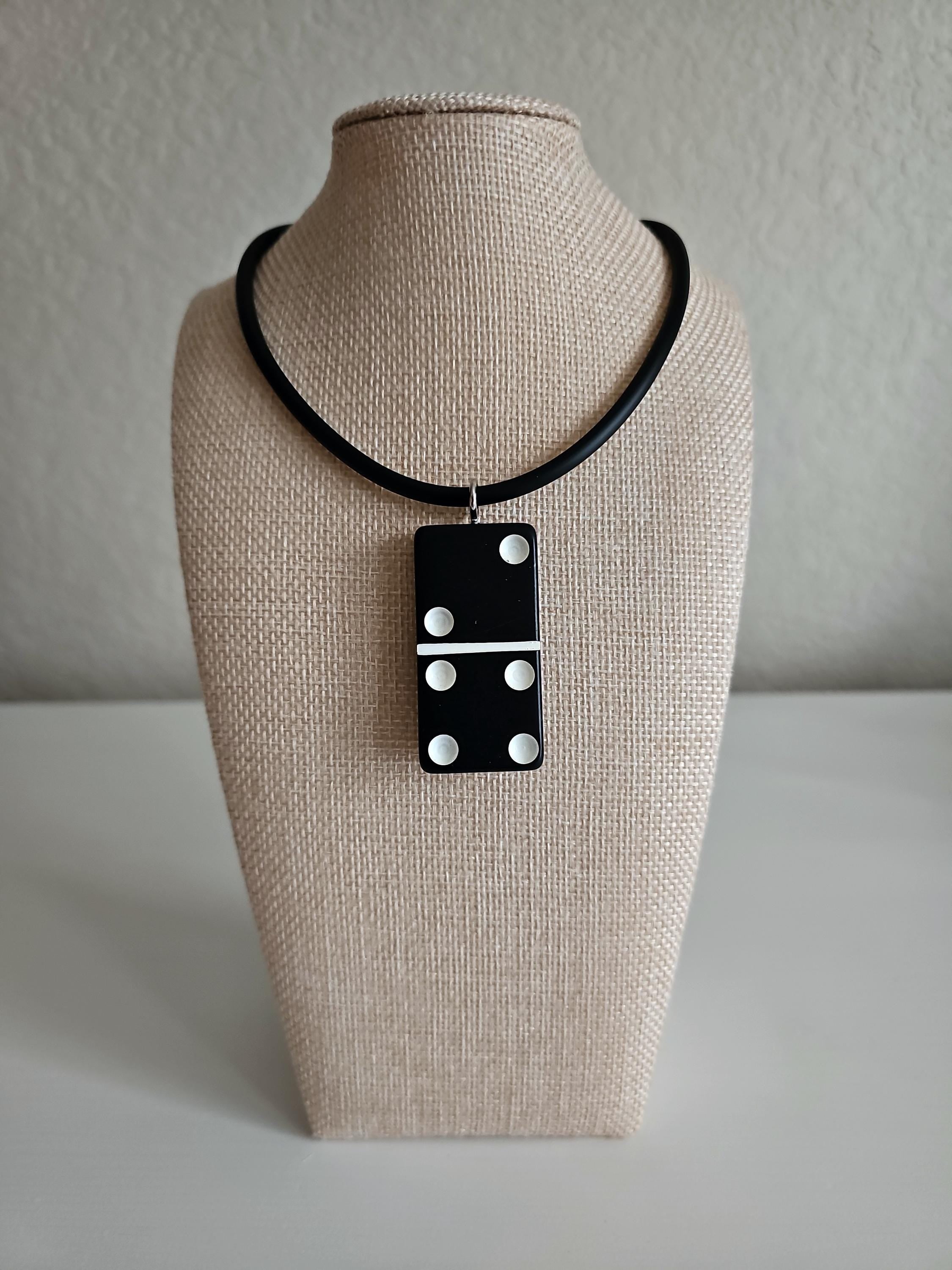 Series 5: Vintage Puremco Domino Necklace, Mid-century, Black, Number 10 of 17