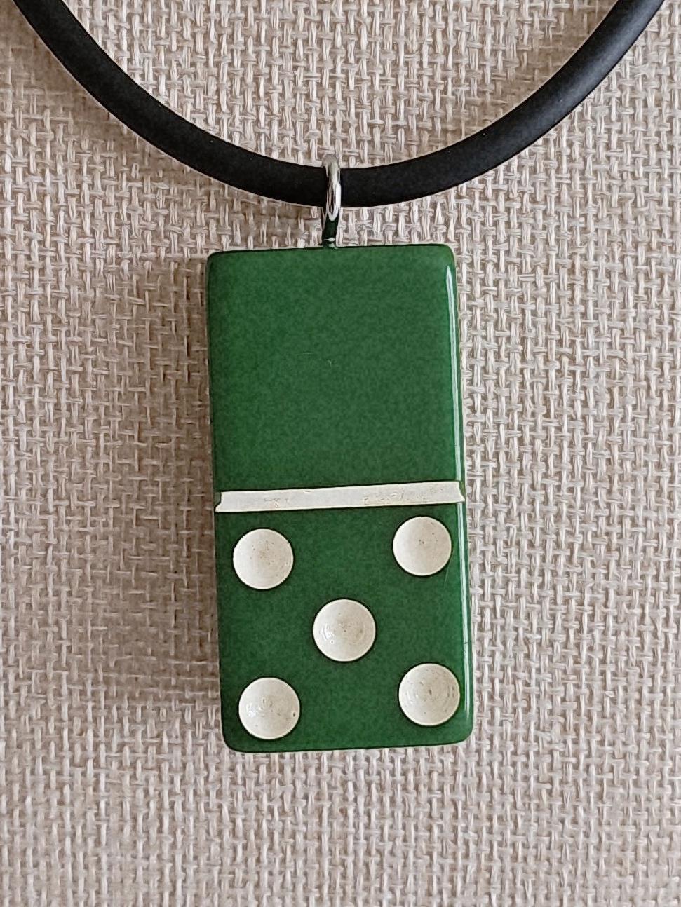 Series 2: Vintage Puremco Domino Necklace, Mid-century, Green, Number 6 of 28