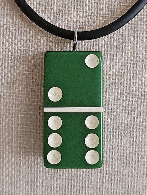Series 2: Vintage Puremco Domino Necklace, Mid-century, Green, Number 18 of 28
