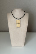 Series 10: Antique Domino as Pendant Necklace - Leather Cord, Sterling Silver Clasp